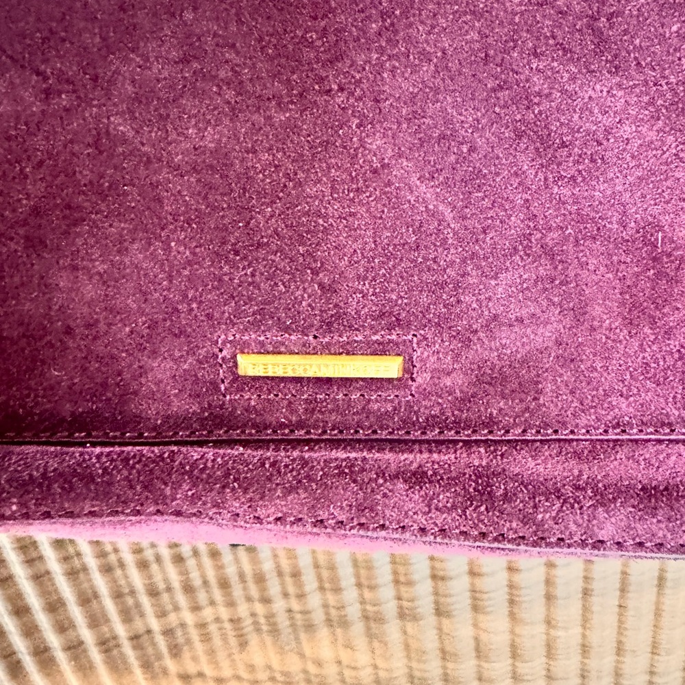 Rebecca Minkoff Plum Suede Crossbody with Gold Plate